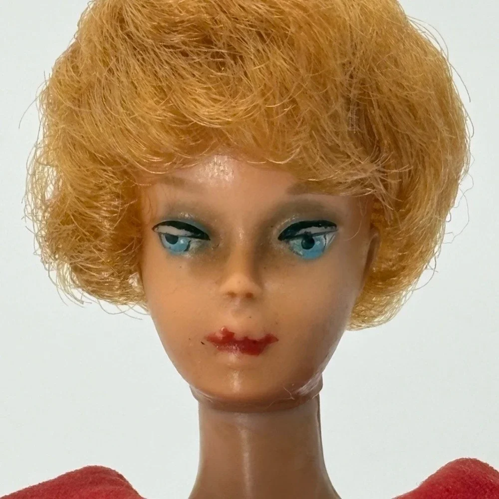 1961 Bubblecut Barbie Doll Original Blonde Red Lips Nails Greasy Face Japan